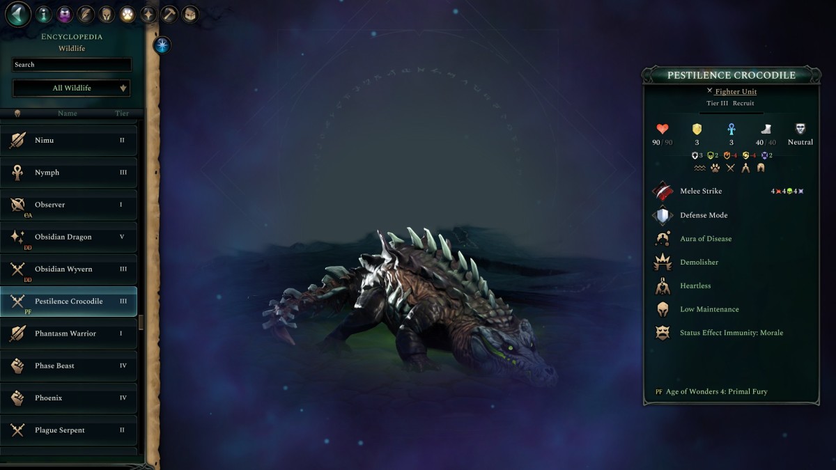 Age of Wonders 4 Primal Fury Pestilence Crocodile.