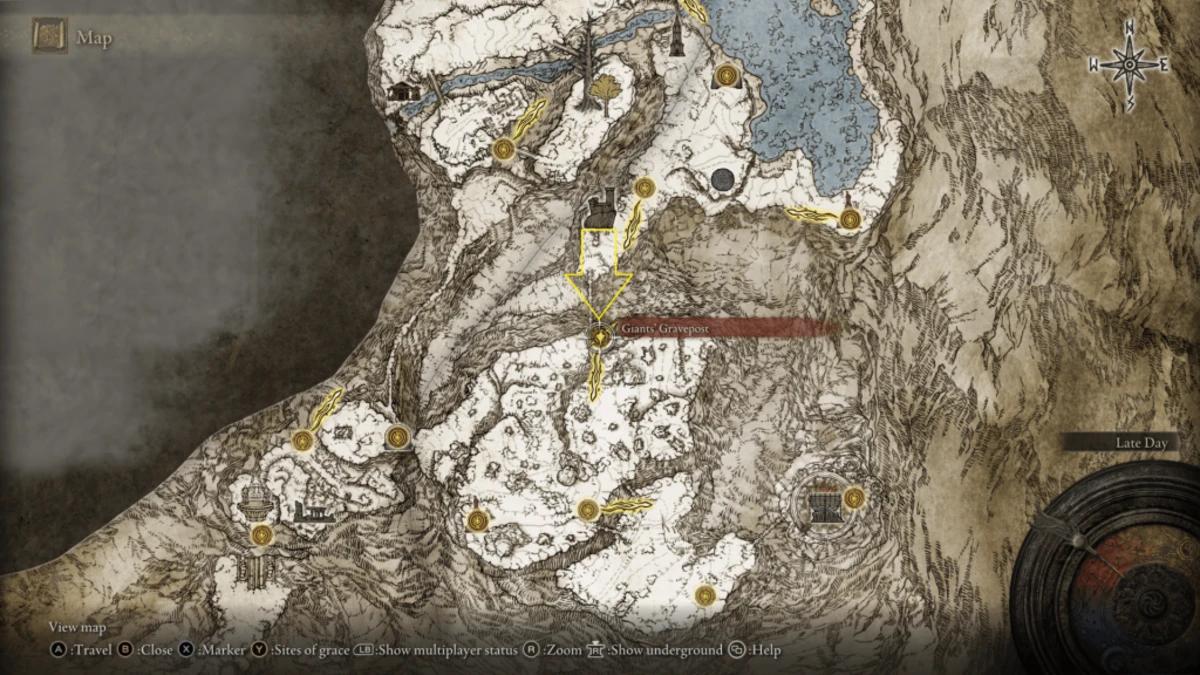 Elden Ring Mountaintops of the Giants east map