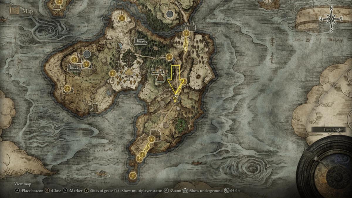 Elden Ring Weeping Peninsula map