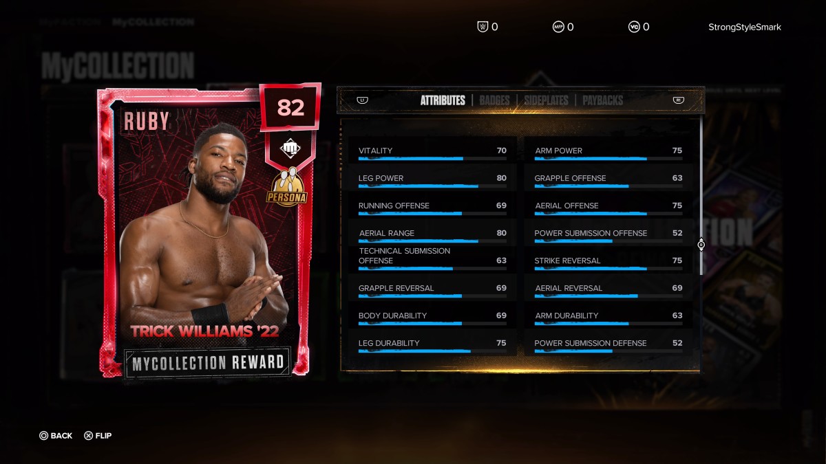 WWE 2K24 MyFaction Trick Williams 22 Persona Card