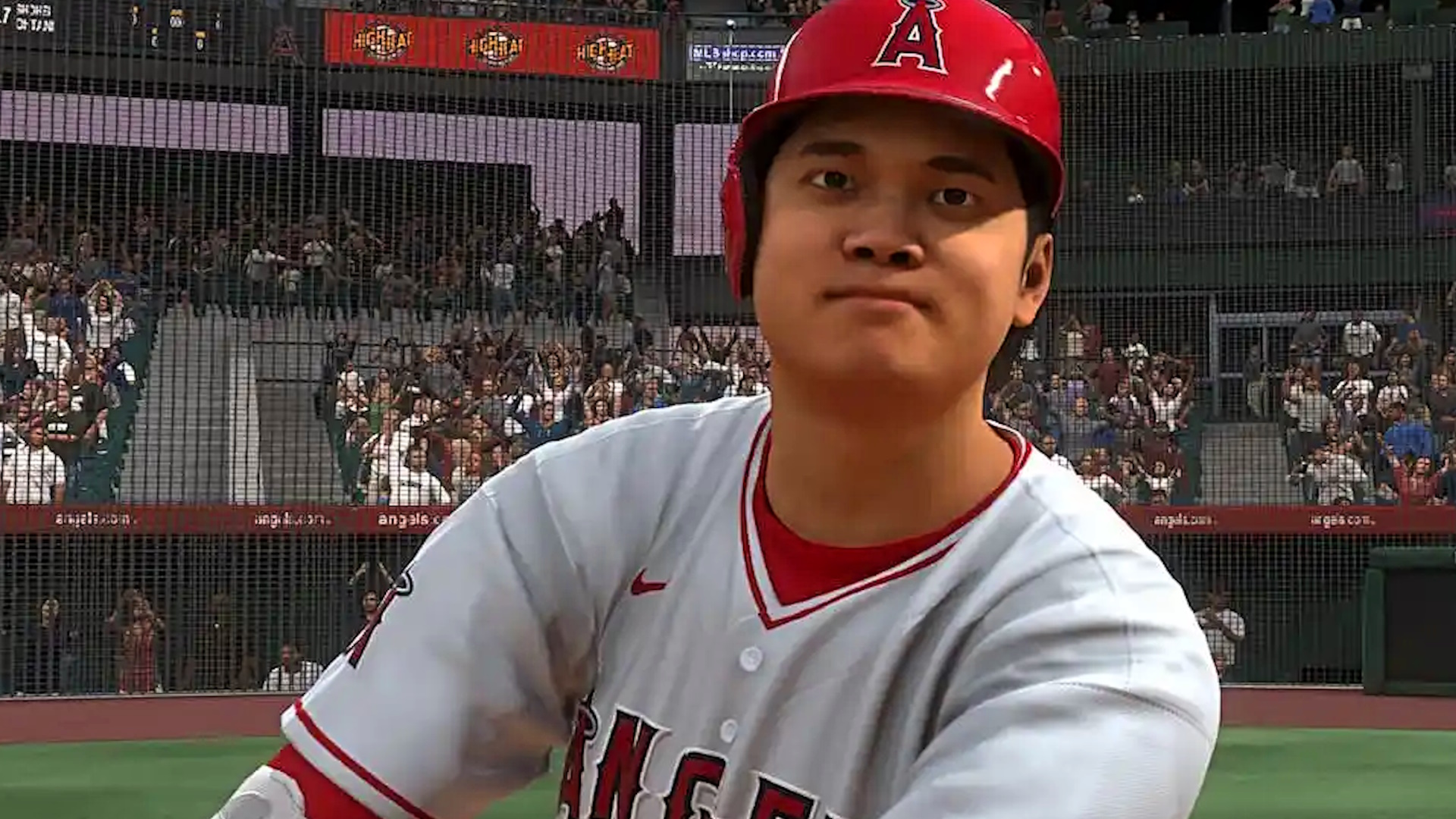 MLB The Show 24's Shohei Ohtani preparing to throw a ball