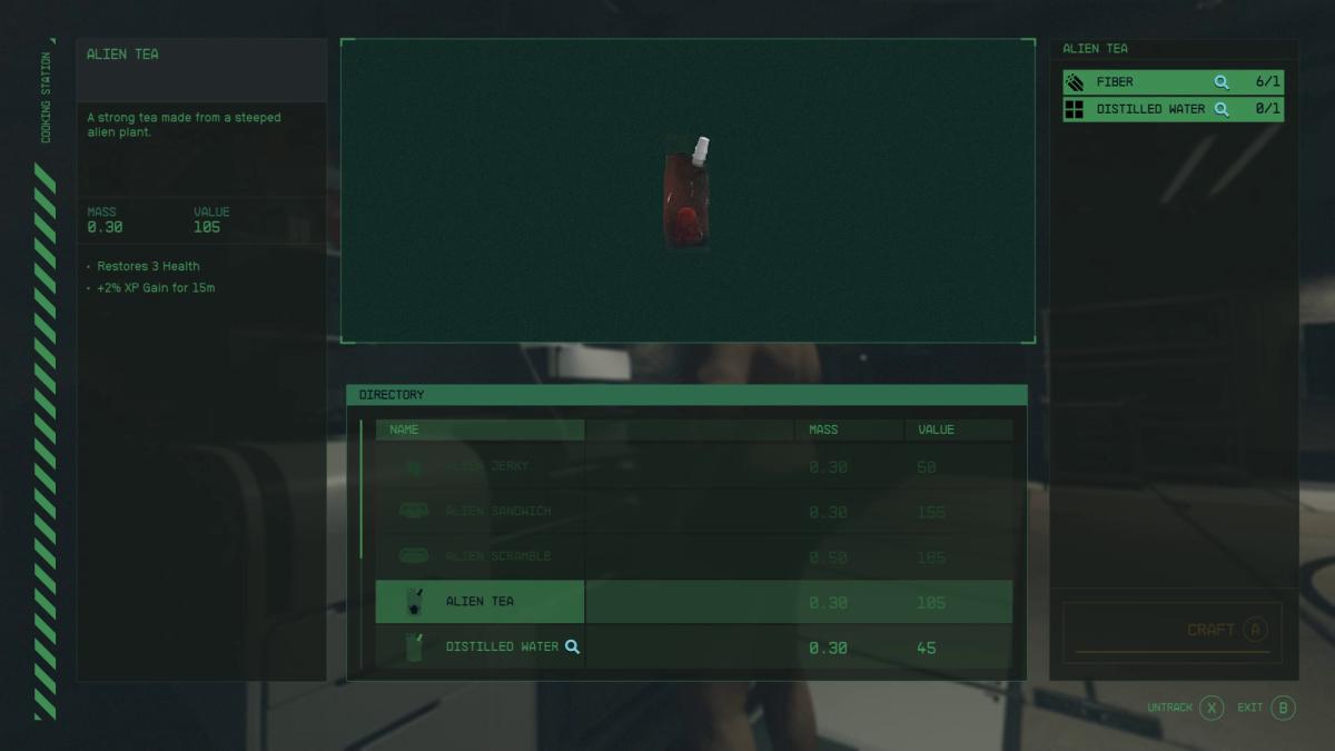 The Alien Tea recipe in Starfield. 