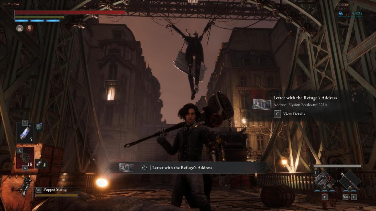 The player receives a photograph after hitting a dangling puppet.