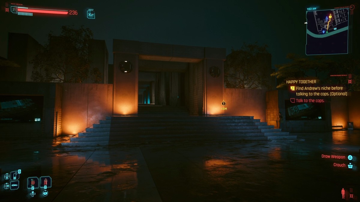 The entrance of the  Columbarium at night.