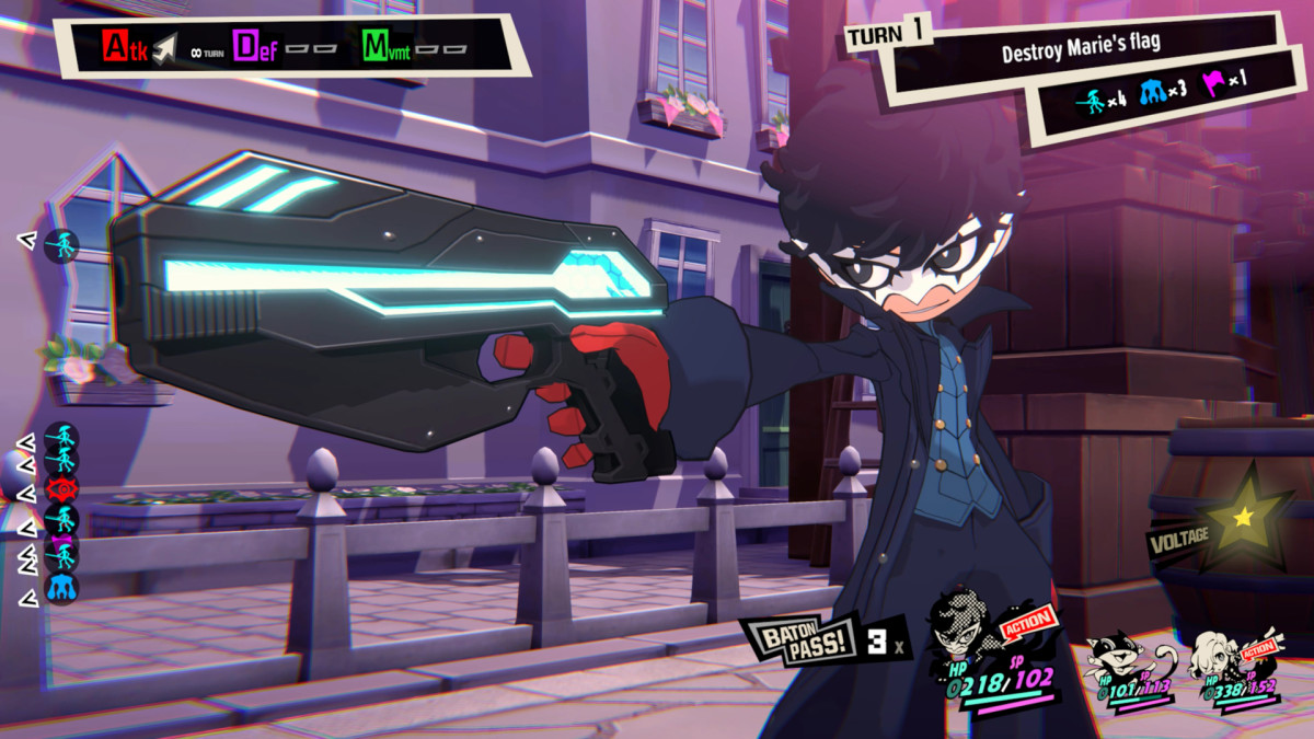 Persona 5 Tactica Joker pointing a gun