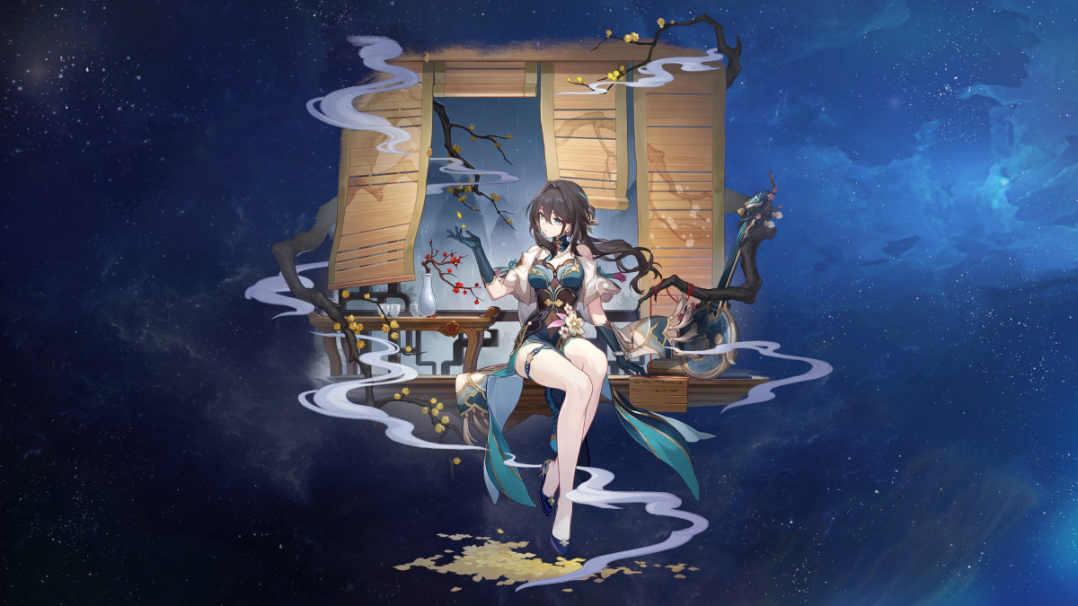 Honkai: Star Rail Ruan Mei artwork on space background.