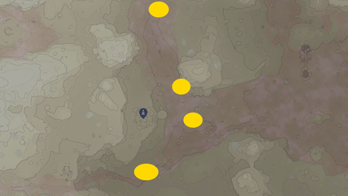 A map showing where to find amber in Enshrouded's Revelwood location