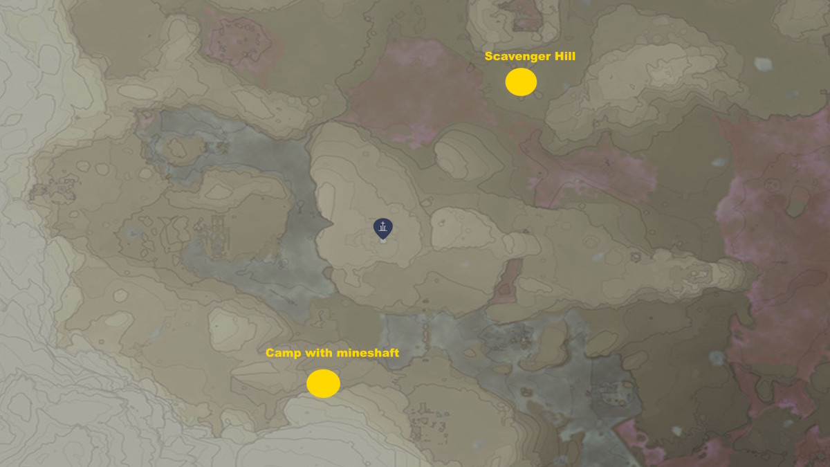 A map showing where to find metal scraps in Enshrouded